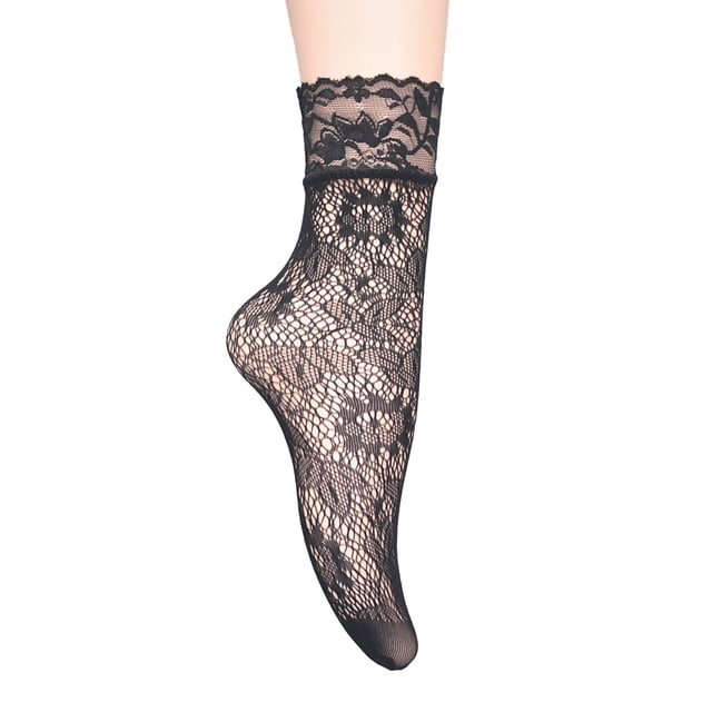 1 Paire Chaussettes Cheville en Dentelle pour Femmes Bas Résille Courts