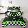thumbnail image 2 of Erosebridal Racing Car Bedding King Comforter Set, Checkered Flag Down Comforter, Honeycomb Geometric Decor, Ultra Soft 3pcs, 2 of 8
