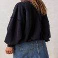 thumbnail image 3 of Spring Solid Color Loose Pullover with Crewneck and Long Sleeves for Women, 3 of 4