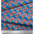 thumbnail image 3 of Soimoi Blue Rayon Fabric Leaves & Floral Print Sewing Fabric Yard 56 Inch Wide, 3 of 6
