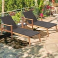thumbnail image 4 of Costway 2PCS Patio Rattan Lounge Chair Chaise Recliner Wood Back Adjust W/Folding Table, 4 of 10