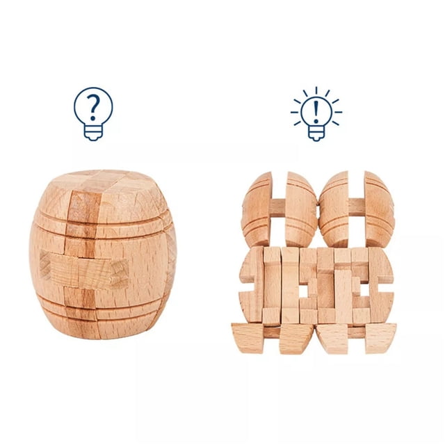 Handmade Powder Barrel Wooden 3D Brain Teaser Puzzle For Adults Classic Mechanical Design With Hidden Passage