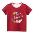 thumbnail image 1 of Penkiiy T-Shirts de Pâques pour Enfants Tout-Petits Garçons Filles Mode Pâques Mignon Fleur Oeufs de Pâques Imprimé Col Rond Imprimé Manche Courte Haut 9 Ans Rouge, 1 of 4