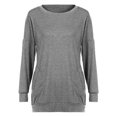 thumbnail image 4 of RXIRUCGD Tendance Décontracté Hauts à Manches Longues pour Femmes Articles en Liquidation Mode Femme T-Shirt à Col Rond à Manches Longues Été Uni avec Poche Blouse Ample Hauts Hauts pour Femmes, 4 of 6