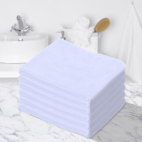 Fridja Super Soft Washcloths Towel Set 6 Pack, Solid Color Highly Absorbent Wash Cloth for Bathroom, Hotel, Spa and Kitchen, Multi-Purpose Hand Towels and Face Cloths 11.8'' x 27.5'', White