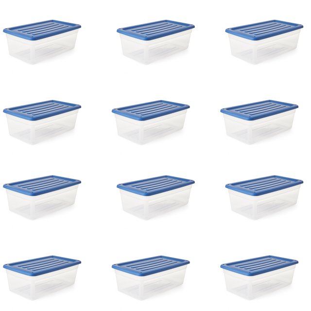 Gracious Living Bac de Rangement Transparent pour Chaussures 1.5 Gal avec Couvercle (12 Pack)