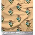 thumbnail image 1 of Soimoi Velvet Fabric Leaves & Floral Block Print Fabric by Yard 58 Inch Wide, 1 of 3
