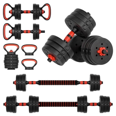 44LB Adjustable Dumbbells Set, 4-in-1 Free Weight Set as Dumbbell Barbell Kettlebells Push up Stands, for Home Gym Exercise