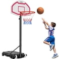 thumbnail image 1 of VEVOR Portable Basketball Stand, 5.2 to 6.9 ft Height Adjustment Basketball Hoop & Goal, Kids Adjustable Basketballs Hoop with Nylon Net & Rolling Wheels, Portable Backboard Set for Patios, Poolside, 1 of 1