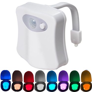 CHUANK Toilet Night Light 2Pack Motion Sensor Activated LED Light 8 Colors Changing Toilet Bowl Illuminate Nightlight for Bathroom Battery Not Included Perfect with Water Faucet Light