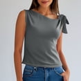 thumbnail image 2 of Timegard Womens Tank Tops Sleeveless Knot Strap Solid Color Comfy Slim Casual Cropped Tee Blouse Summer, 2 of 7