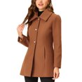 thumbnail image 4 of INSPIRE CHIC Manteau d'Hiver pour Femme à Col Rabattu, Boutonnage Simple, avec Poches, G Brun, 4 of 7