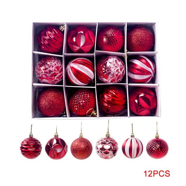 AMERTEER Rouge PVC Mini Boules Suspendues Petites Boules de Noël Ornements 12 Comte
