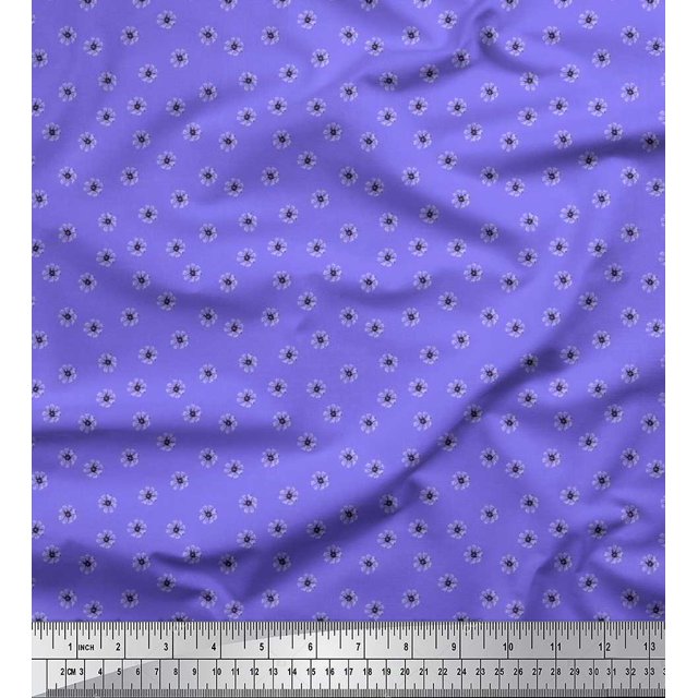 Soimoi Poly Georgette Fabric Cosmos Floral Print Fabric by the Yard 52 Inch Wide