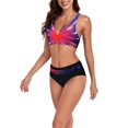 thumbnail image 5 of GZWYHT Bathing Suit for Women Tankini Swimsuits for Women Womens Swimsuits Two High Waisted Bathing Suits Color Block Wrap Front Bikini Sets Womens Swimsuits Women Beach Fashion Purple L, 5 of 5