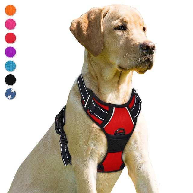 BARKBAY No Pull Dog Harness Front Clip Heavy Duty Reflective Easy Control Handle for Large Dog Walking(Red M)