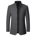 thumbnail image 1 of Gray Mens Basic Jackets Blazers Outfits for Man Long Sleeve Collared Neck Fleece Lined Sherpa Work Office Modest Lounge Fall Winter Outfits Button 2025 Clothing Y2K 3XL, 1 of 8