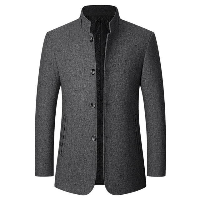 Gray Mens Basic Jackets Blazers Outfits for Man Long Sleeve Collared Neck Fleece Lined Sherpa Work Office Modest Lounge Fall Winter Outfits Button 2025 Clothing Y2K 3XL