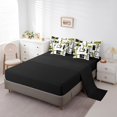 thumbnail image 4 of YST Black White Striped 7 Pcs Comforter Set King,Gold Leopard Pattern Bed in A Bag,Geometric Bedding Sets,Modern Square Reversible Bed Sets with Flat Fitted Sheet,Pillow Shams, 4 of 5