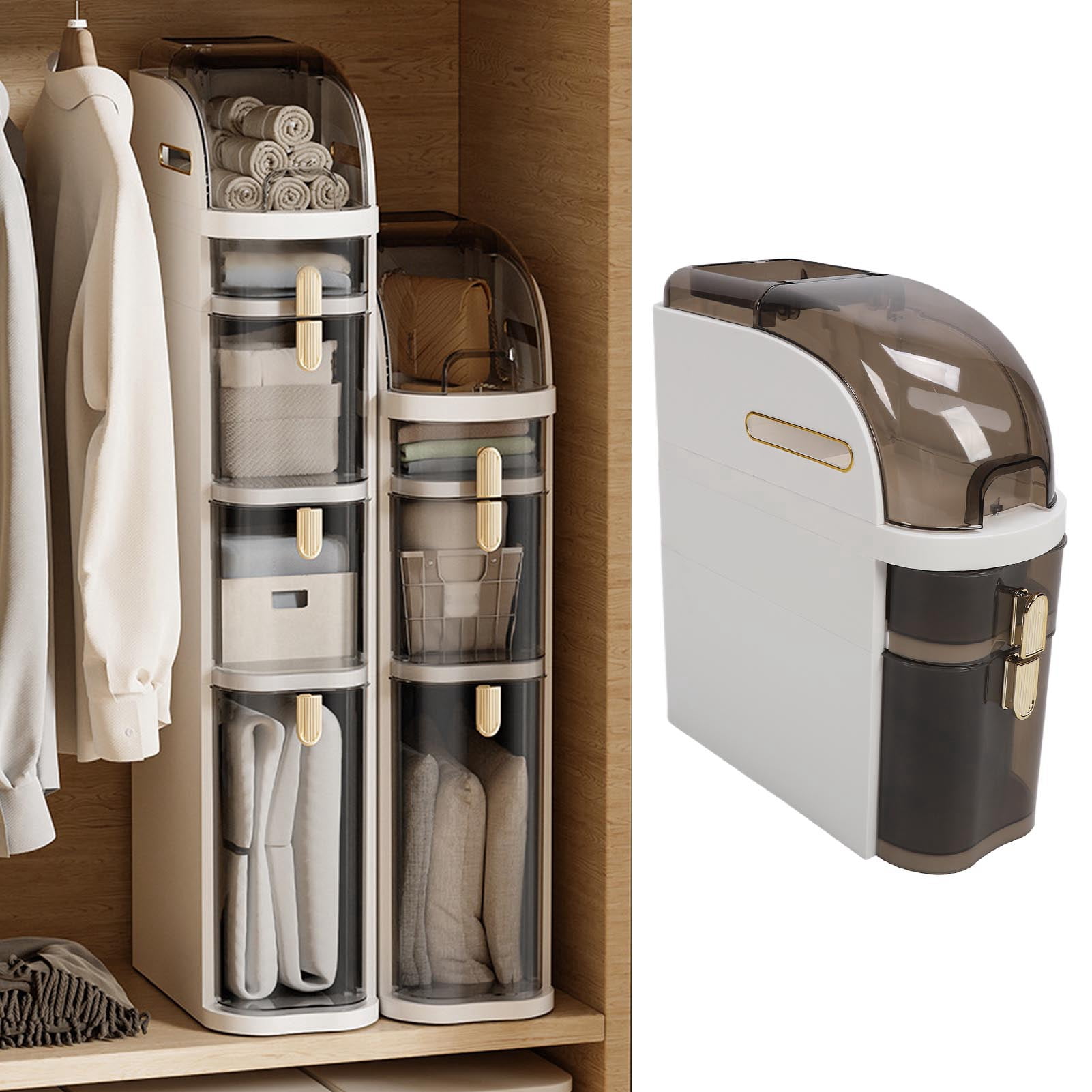 Home Slim Bathroom Storage Cabinet, Toilet Paper Holder Stand With Clear Drawers, Vertical Storage Unit Space Saving Easy Installation For Bathroom Kitchen Refrigerator Storage