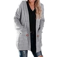 thumbnail image 2 of CEHVOM Women's Solid Color Cardigan Wool Sweater Pocket Recreational Long Sleeve Tops Clearance, 2 of 8