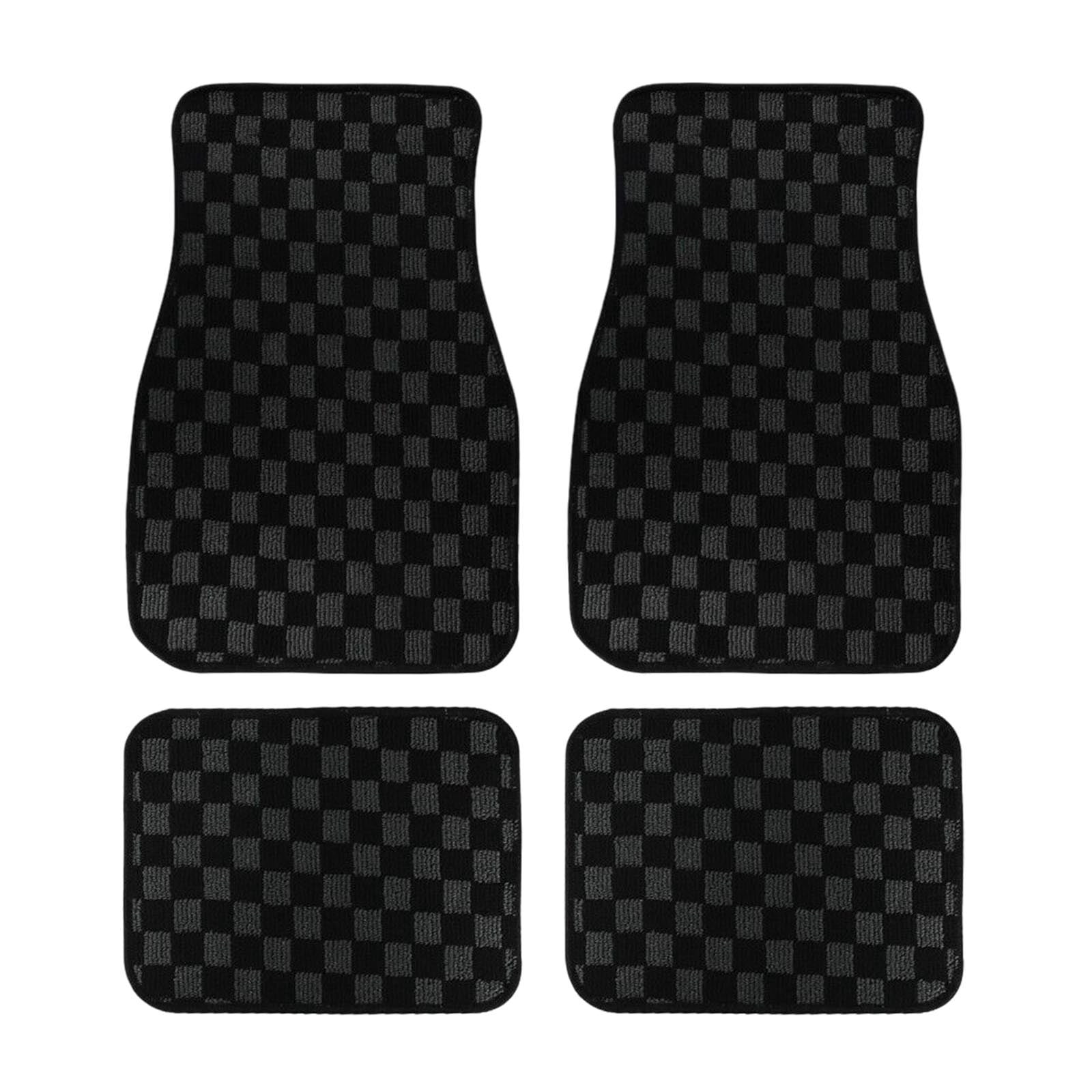 SIfdSeng Get it Fast Car Interior 4 Piece Racing Checkered Floor Mats Non Backing Fit for Cars Trucks Suvs