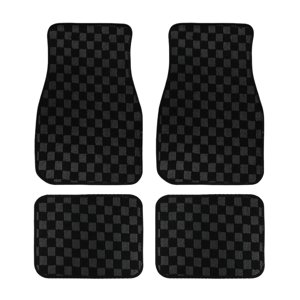 SIfdSeng Get it Fast Car Interior 4 Piece Racing Checkered Floor Mats Non Backing Fit for Cars Trucks Suvs