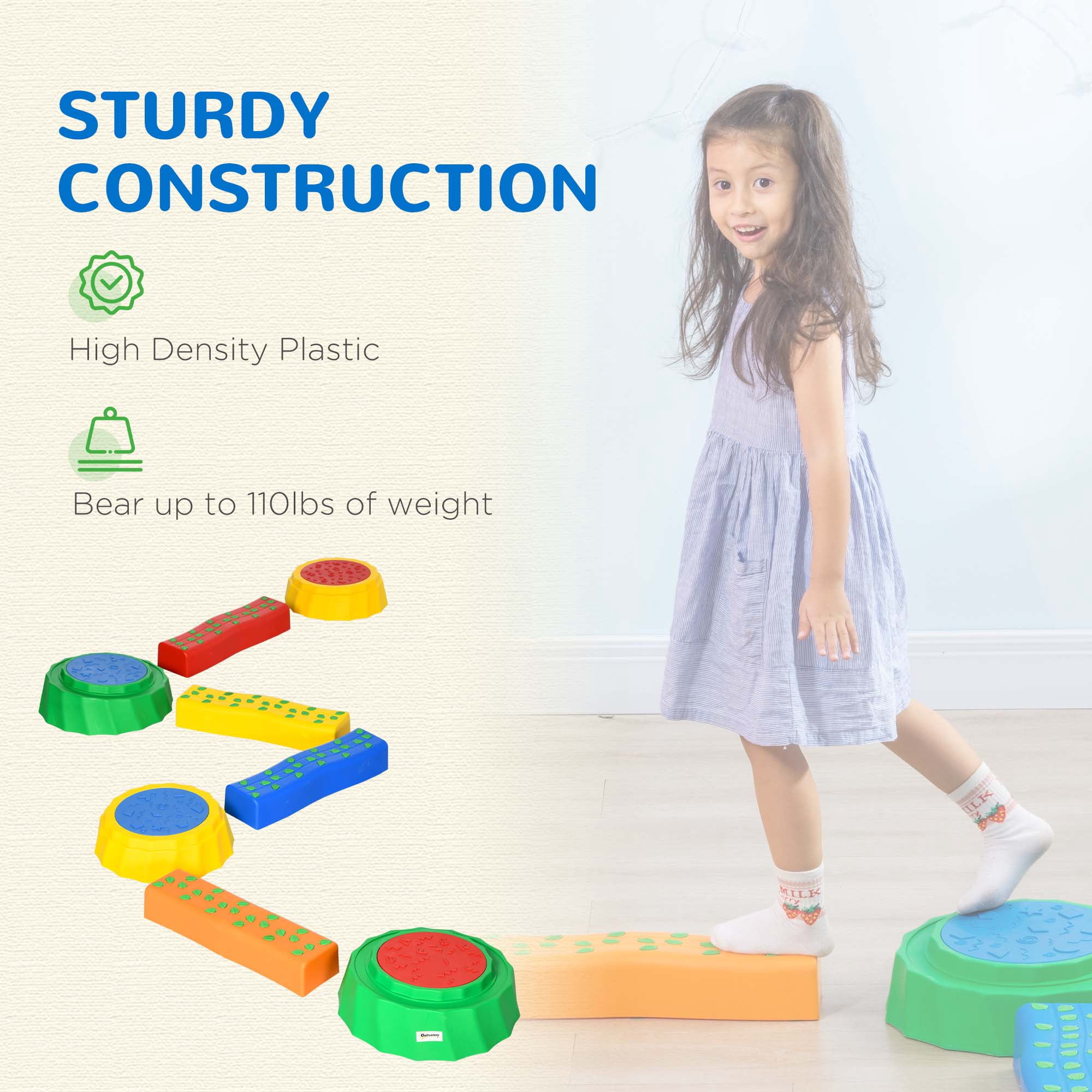 Poutre d’équilibre pour enfants, cadre interactif, antidérapant, plastique, multicolore
