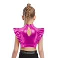 thumbnail image 2 of Hansber Hauts Courts à Volants pour Filles, Patchwork en Maille Brillante, Danse de Rue Hip Hop, Costume de Performance, Rose Vif 10, 2 of 5