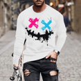 thumbnail image 2 of Birdeem Fashionable Mens Printed Top with Long Sleeved Round Neck and Smiling Face Printed Top/Shirt, 2 of 4