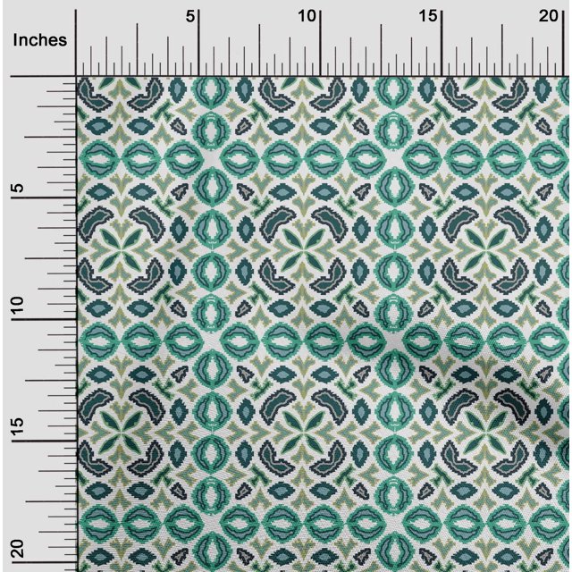 oneOone Cotton Poplin Fabric Floral Flame Stitch Print Sewing Fabric BTY 42 Inch Wide