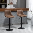 thumbnail image 2 of HOMCOM Set Of 2 Microfiber Retro Tub Bar Stools Metal Frame Footrest Brown, 2 of 10