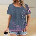 thumbnail image 2 of Pisexur Hauts de Printemps pour Femmes 2025, Hauts pour Dames, Hauts Grande Taille pour Femmes, Hauts de Sortie pour Femmes, T-shirt Décontracté à Manches Courtes Col Rond Imprimé Mode pour Femmes Violet,G, 2 of 6
