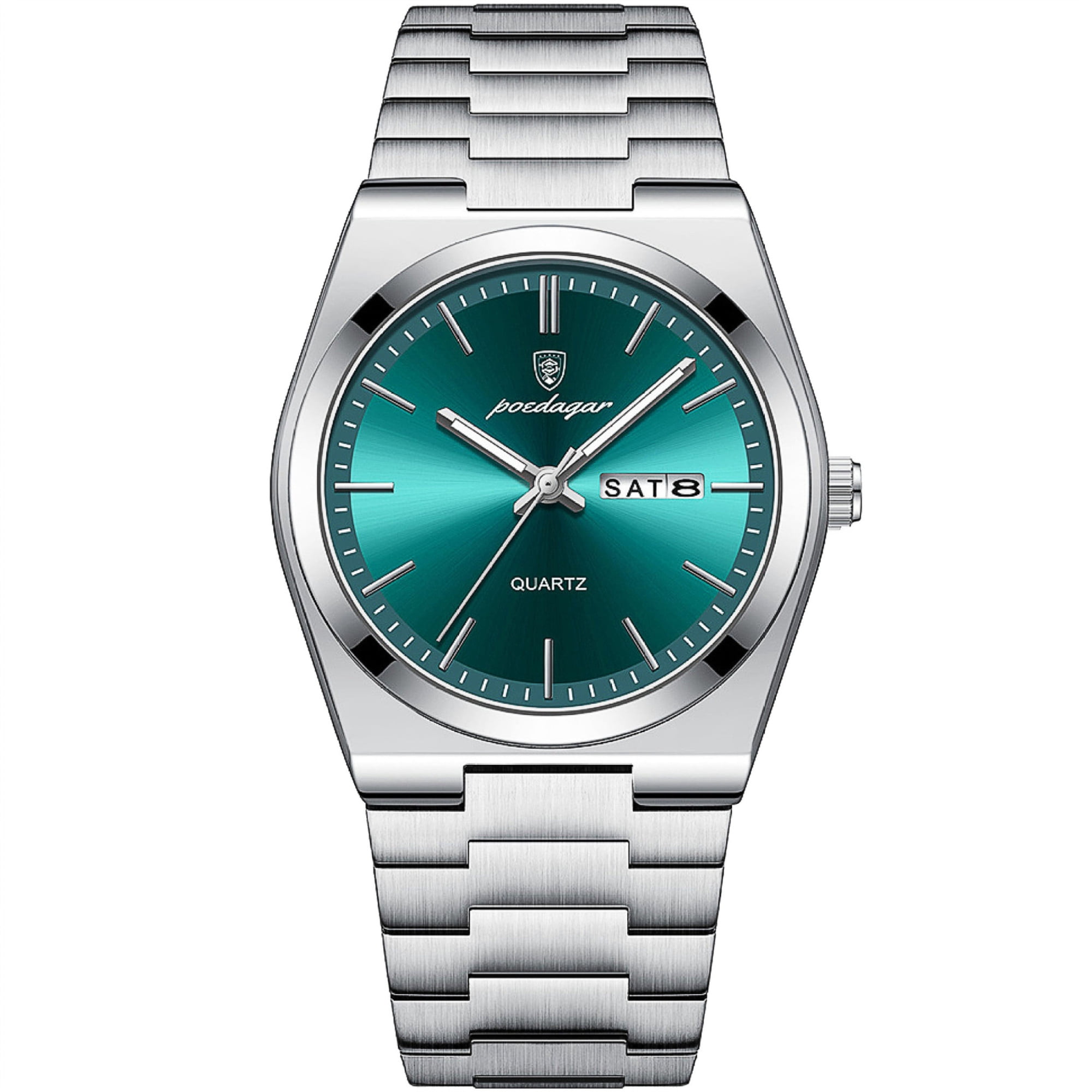 POEDAGAR Men Green Quartz Stainless Steel Fashion Watch  display picture 2