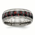 thumbnail image 1 of Bague en Fibre de Carbone Noire/rouge Polie Titane Taille 9.5, 1 of 6