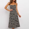 thumbnail image 2 of Fridja Femmes Casual Fleur Impression Slim Plage Licou Bretelles Robe Bretelles, 2 of 9