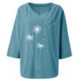thumbnail image 4 of Hauts d'Entraînement pour Femmes Mode T-shirt Blouse Décontractée d'Été à Col en V à Manches Courtes Imprimée Grande Taille pour Femmes Manches 3/4 en Liquidation, 4 of 4