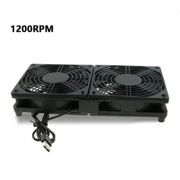 Router Cooling Fan DIY PC Cooler TV Box Wireless Silent Quiet DC 5V USB Power 120mm 240mm Fan 12CM W/Screws Protective Net Dual Fan 1200RPM