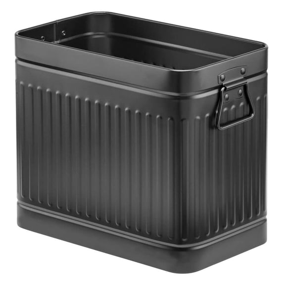 mDesign Decorative Retro Vintage Farmhouse Rectangle Metal Small Trash Can Wastebasket, Garbage Container Bin with Handles for Bathrooms, Powder Rooms, Kitchens - Oscar Collection