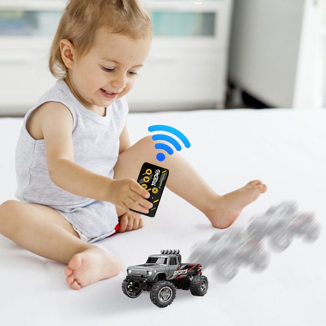 NAOJIE Voiture Télécommandée Tout-Terrain et Mini Voiture Télécommandée Jouet et Jeu Haute Performance Résistant aux Chutes (Gris), Mini Rc Monster Truck, Voiture Rc 1/64, Mini Camion Rc