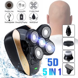 5 IN 1 4D Rasoir électrique rotatif à tête blanche rechargeable