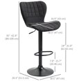 thumbnail image 3 of HOMCOM Bar Stools Set of 2 Adjustable Height Swivel Bar Chairs with Back, 3 of 10