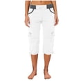 thumbnail image 4 of Cameland Pantalon Cargo de Randonnée pour Femmes en Coton, Taille Élastique, Pantacourt d'Extérieur à Bas Resserré, Pantalon de Sport avec Poches, 4 of 4