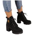 thumbnail image 1 of Platform Combat Boots for Women Trendy Leather Waterproof Non Slip Chunky High Heel Riding Ankle Booties, 1 of 6