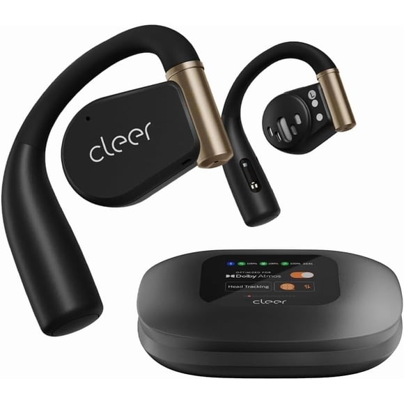 Cleer Arc3 Sports Pro Open Ear Headphones, Dolby Audio True Wireless,40Hr Battery, BT 5.4, IPX7, Heart Rate Monitoring, Smart Case, Comfort Fit, Black
