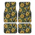 thumbnail image 1 of Kdxio Tapis de Sol de Voiture Imprimé Tournesols Universel SUV avant Arrière Tapis de Sol 4 Pcs Ensemble Complet avec Dos en Caoutchouc Antidérapant Accessoires de Voiture pour la Plupart des Voitures, 1 of 7