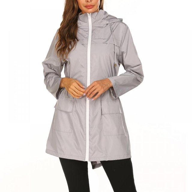 PRAETER Nouveau Imperméable Léger pour Femmes, Veste Imperméable à Capuche pour Randonnée en Plein Air, Longue Veste de Pluie Active