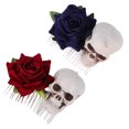 thumbnail image 3 of Shisuyan 2 Pcs Peignes à Cheveux Halloween Forme Squelette Rose Peignes à Épingle à Cheveux Couvre-Chef de Fête, 3 of 8