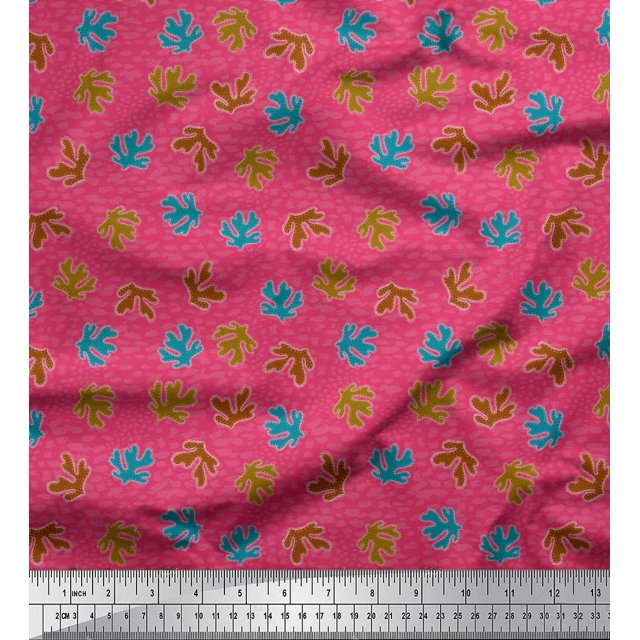 Soimoi Viscose Chiffon Fabric Coral Ocean Print Fabric by the Yard 42 Inch Wide