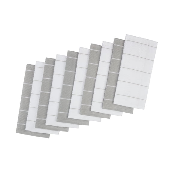 Mainstays Dobby Rice Weave Torchons de cuisine, 15"x25 », lot de 10, Argent doux